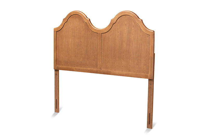 Capri Vintage Classic and Traditional Ash Walnut Finished Wood Queen Size Arched Headboard