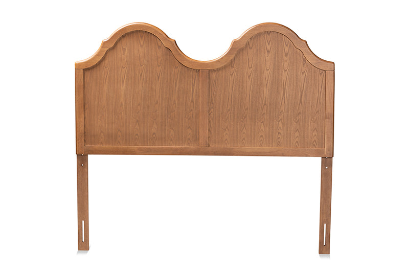 Capri Vintage Classic and Traditional Ash Walnut Finished Wood Queen Size Arched Headboard