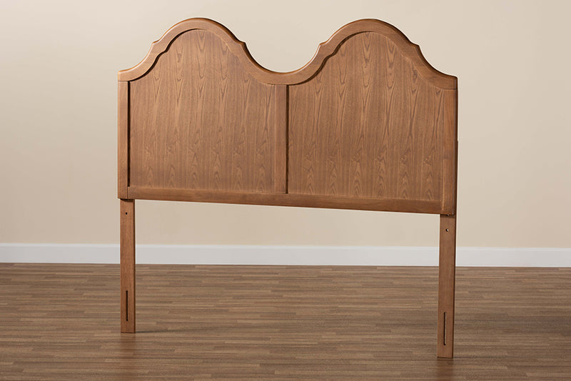 Capri Vintage Classic and Traditional Ash Walnut Finished Wood Queen Size Arched Headboard