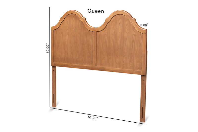 Capri Vintage Classic and Traditional Ash Walnut Finished Wood Queen Size Arched Headboard