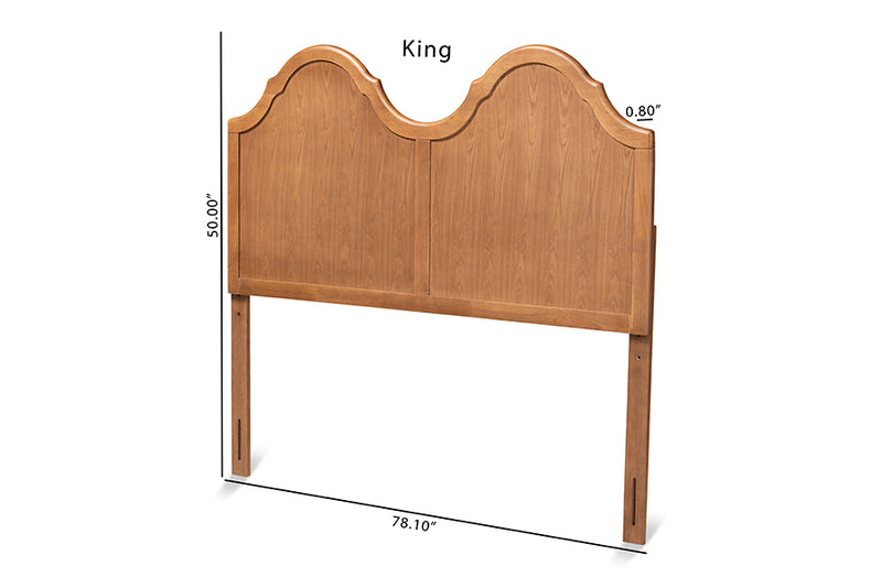 Capri Vintage Classic and Traditional Ash Walnut Finished Wood Queen Size Arched Headboard