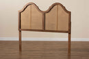 Daniella Ash Walnut and Synthetic Rattan Full Size Arched Headboard Baxton