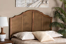 Alinia Ash Walnut and Synthetic Rattan Queen Size Arched Headboard Baxton