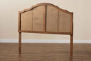 Alinia Ash Walnut and Synthetic Rattan Queen Size Arched Headboard Baxton