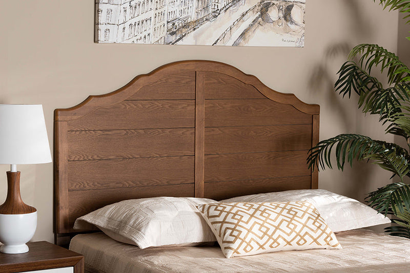 Maisie Traditional Farmhouse Ash Walnut King Size Headboard Baxton