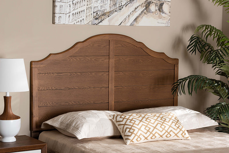 Maisie Vintage Traditional Farmhouse Ash Walnut Finished Wood Queen Size Headboard