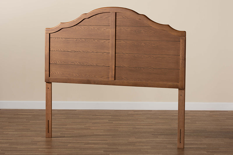 Maisie Vintage Traditional Farmhouse Ash Walnut Finished Wood Queen Size Headboard