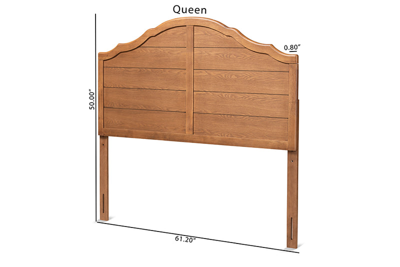 Maisie Vintage Traditional Farmhouse Ash Walnut Finished Wood Queen Size Headboard