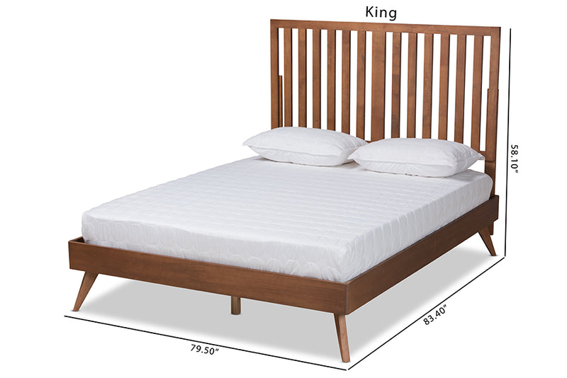 Rowanne Mid-Century Modern Walnut Brown Finished Wood Full Size Platform Bed