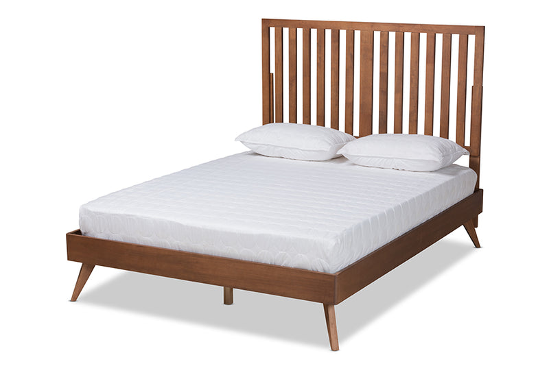 Rowanne Mid-Century Modern Walnut Brown Finished Wood Full Size Platform Bed