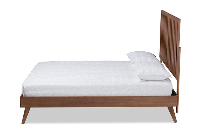 Rowanne Walnut Brown King Size Platform Bed Baxton