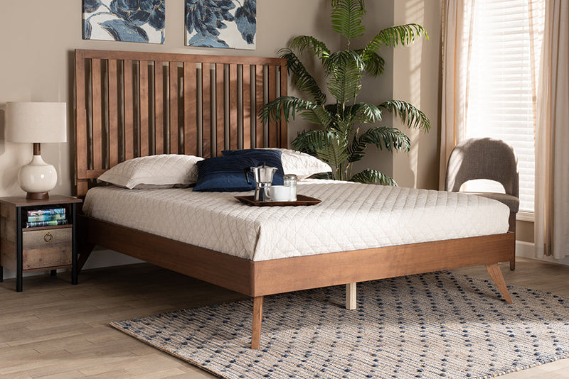 Rowanne Walnut Brown King Size Platform Bed Baxton