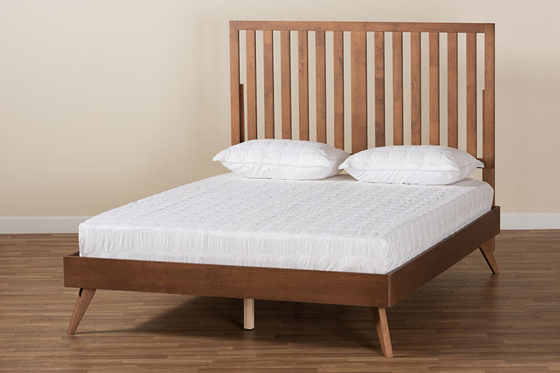 Rowanne Walnut Brown King Size Platform Bed Baxton