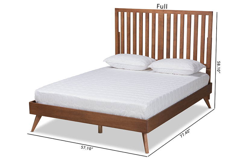 Rowanne Mid-Century Modern Walnut Brown Finished Wood Full Size Platform Bed