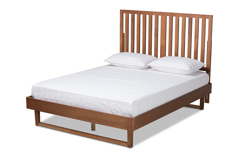 Camara Walnut Brown King Size Platform Bed Baxton