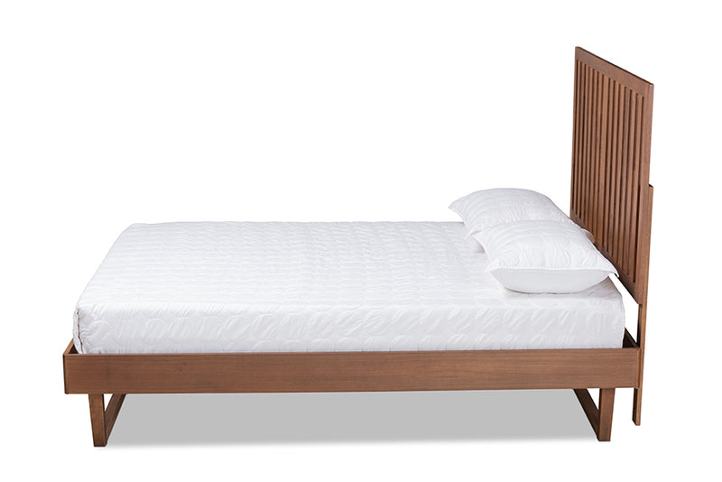 Camara Modern and Contemporary Walnut Brown Finished Wood King Size Platform Bed