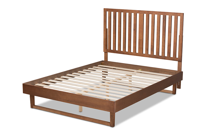 Camara Modern and Contemporary Walnut Brown Finished Wood King Size Platform Bed