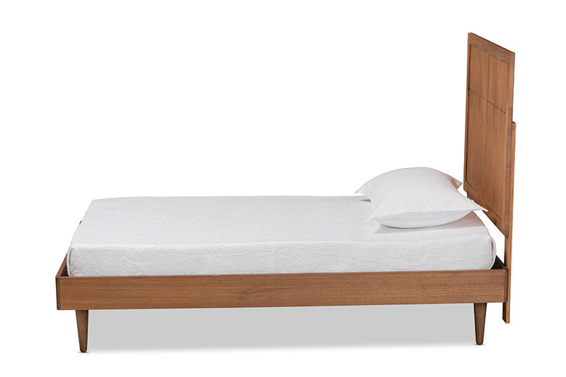 Bennett Walnut Brown Twin Size Platform Bed Baxton