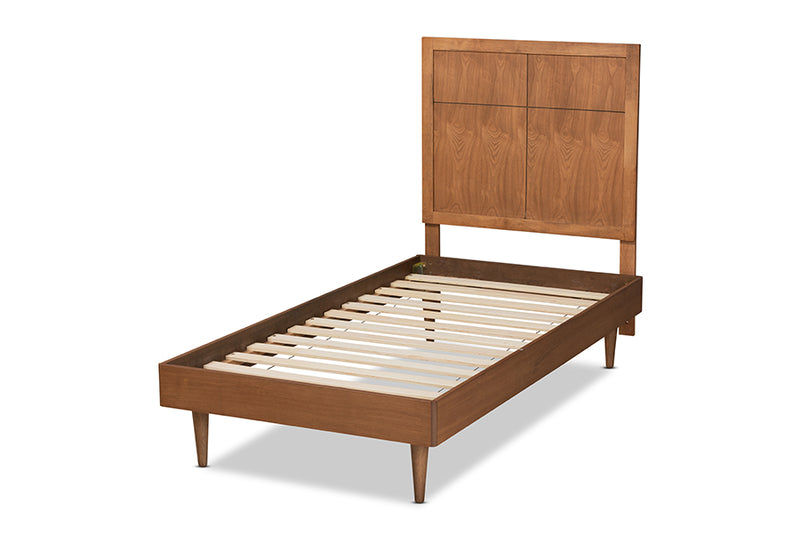 Bennett Mid-Century Modern Walnut Brown Finished Wood Twin Size Platform Bed