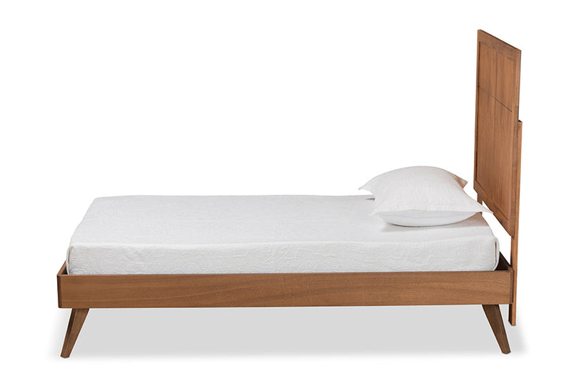 Idris Walnut Brown Twin Size Platform Bed Baxton