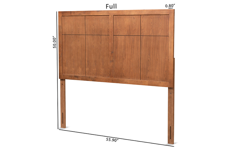 Nagoya Modern Transitional and Rustic Ash Walnut Finished Wood Queen Size Headboard