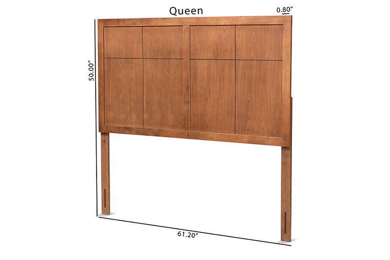 Nagoya Modern Transitional and Rustic Ash Walnut Finished Wood Queen Size Headboard