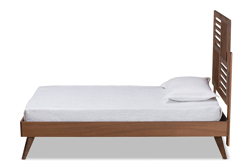 Pemberly Walnut Brown Twin Size Platform Bed Baxton