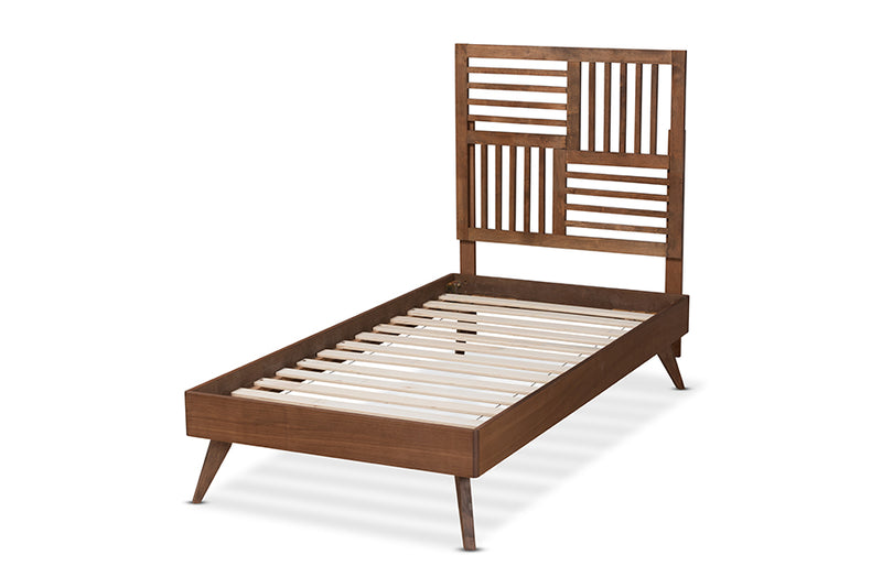 Pemberly Mid-Century Walnut Brown Finished Wood Twin Size Platform Bed