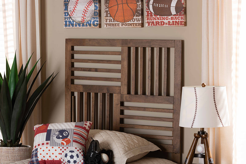 Casol Modern and Contemporary Ash Walnut Finished Wood Twin Size Headboard