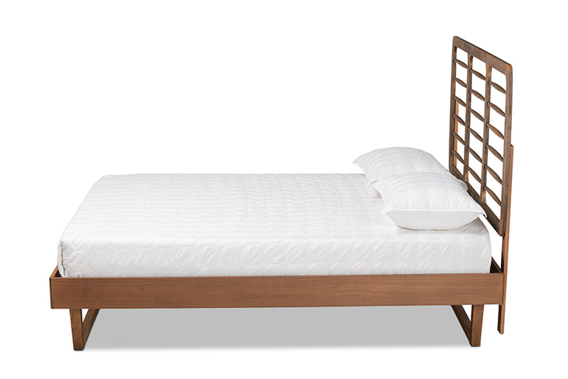 Felisa Modern and Contemporary Walnut Brown Finished Wood Full Size Platform Bed