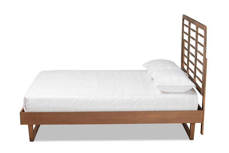 Felisa Walnut Brown Queen Size Platform Bed Baxton