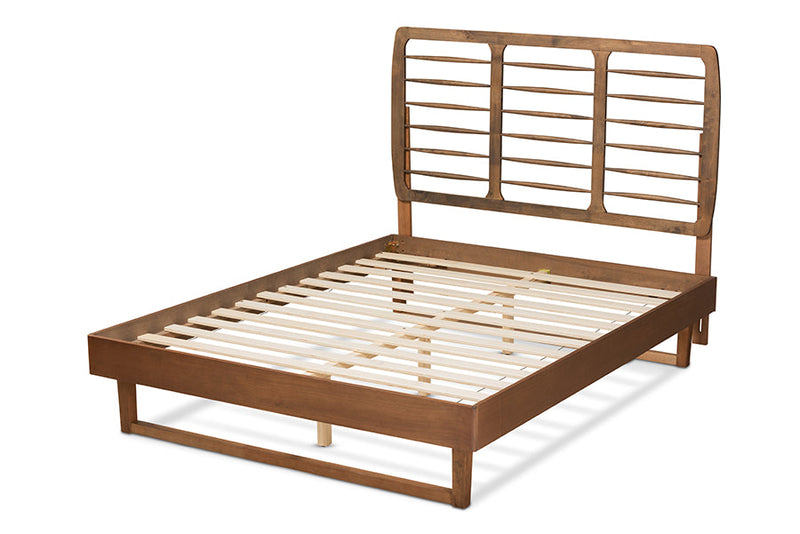 Felisa Walnut Brown Queen Size Platform Bed Baxton