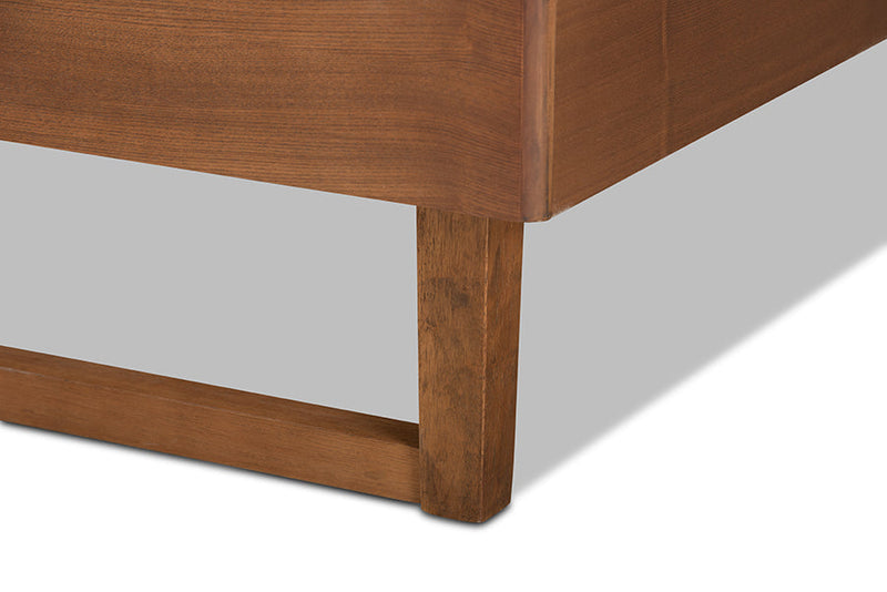 Felisa Walnut Brown Queen Size Platform Bed Baxton