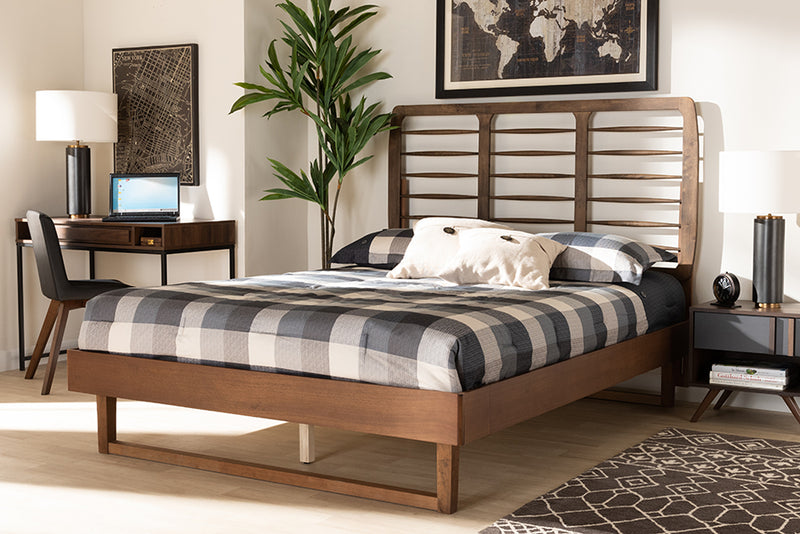 Felisa Modern and Contemporary Walnut Brown Finished Wood Full Size Platform Bed