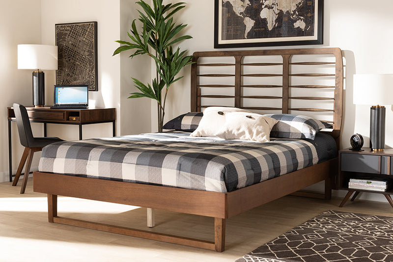 Felisa Walnut Brown Queen Size Platform Bed Baxton