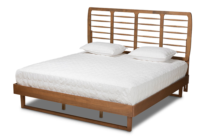 Felisa Modern and Contemporary Walnut Brown Finished Wood King Size Platform Bed