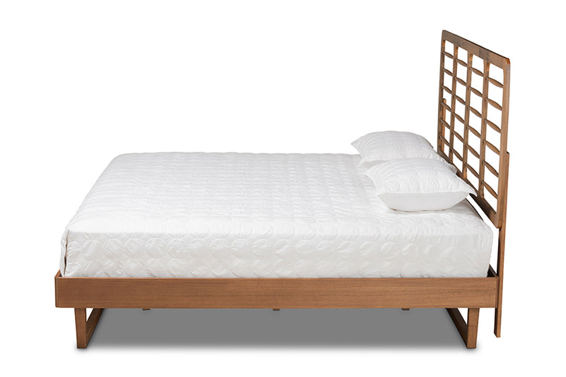 Felisa Modern and Contemporary Walnut Brown Finished Wood King Size Platform Bed