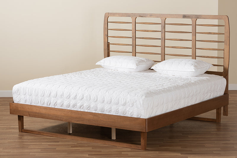 Felisa Modern and Contemporary Walnut Brown Finished Wood King Size Platform Bed