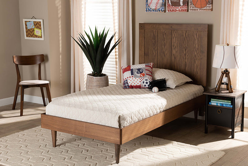 Luiza Ash Walnut Twin Size Platform Bed Baxton