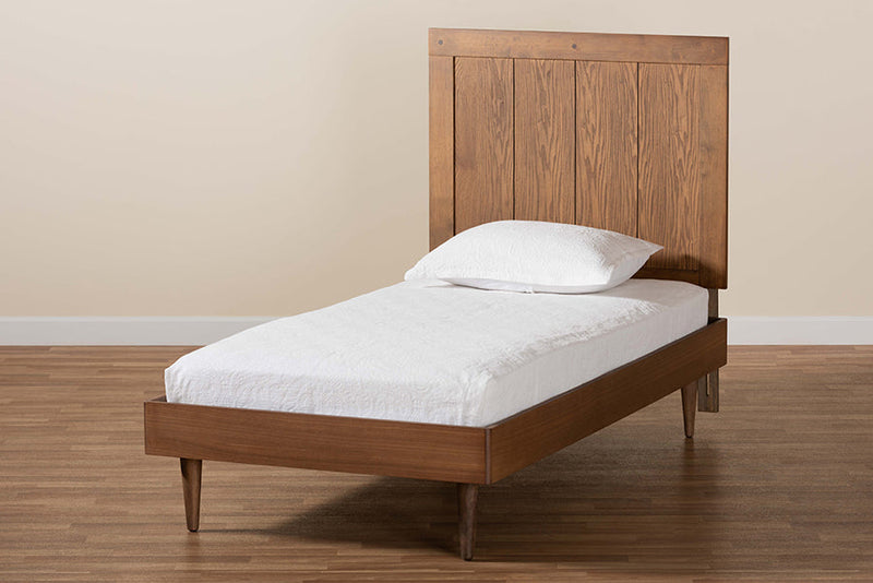 Luiza Ash Walnut Twin Size Platform Bed Baxton