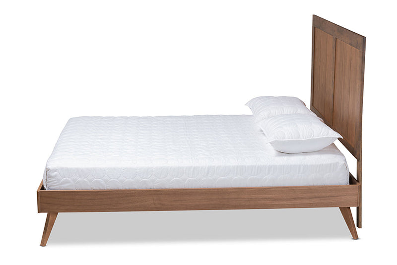 Tarana Ash Walnut Queen Size Platform Bed Baxton