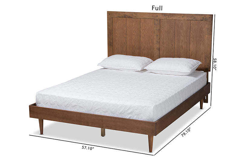 Luiza Mid-Century Ash Walnut Finished Wood Queen Size Platform Bed