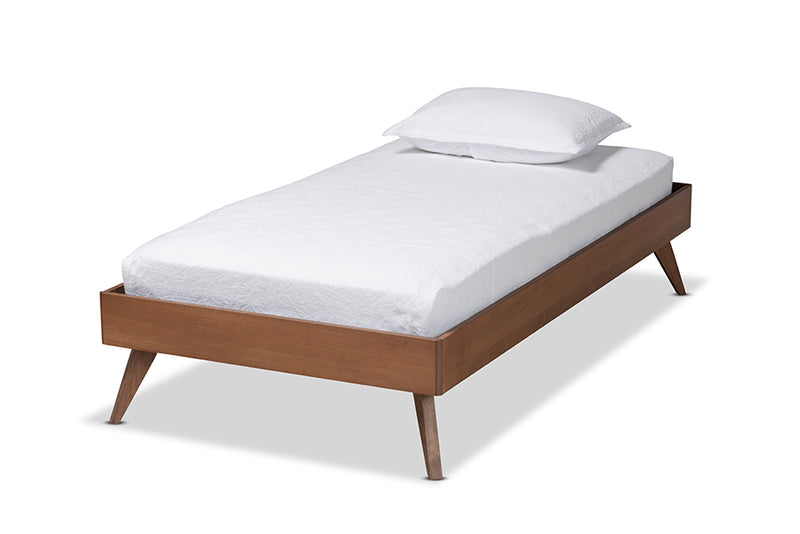 Mabyn Mid-Century Modern Ash Walnut Finished Wood Twin Size Platform Bed