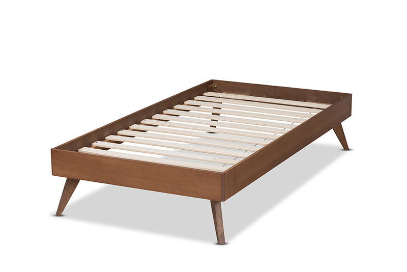 Mabyn Mid-Century Modern Ash Walnut Finished Wood Twin Size Platform Bed