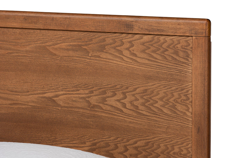 Saki Walnut Brown Twin Size Platform Bed Baxton