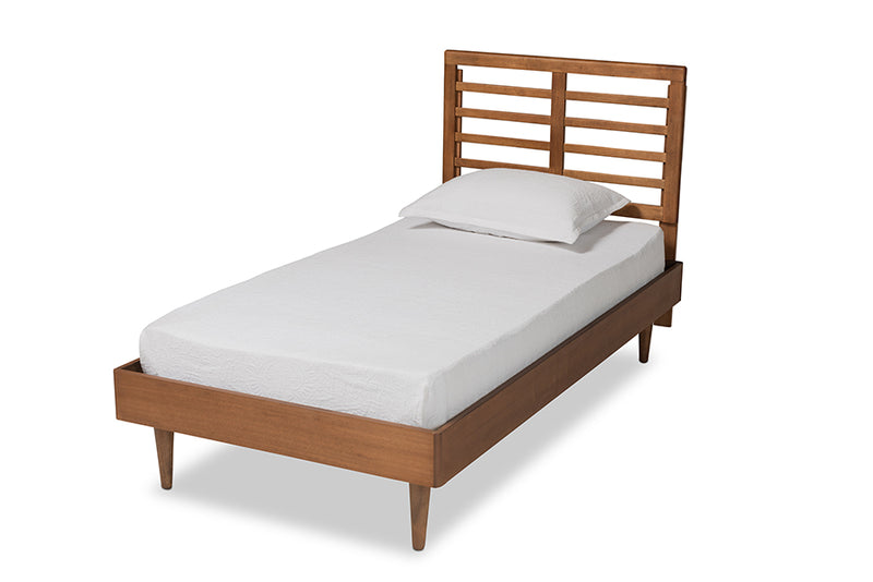 Terina Mid-Century Modern Walnut Brown Finished Wood Twin Size Platform Bed