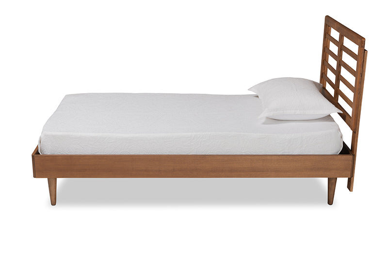 Terina Mid-Century Modern Walnut Brown Finished Wood Twin Size Platform Bed