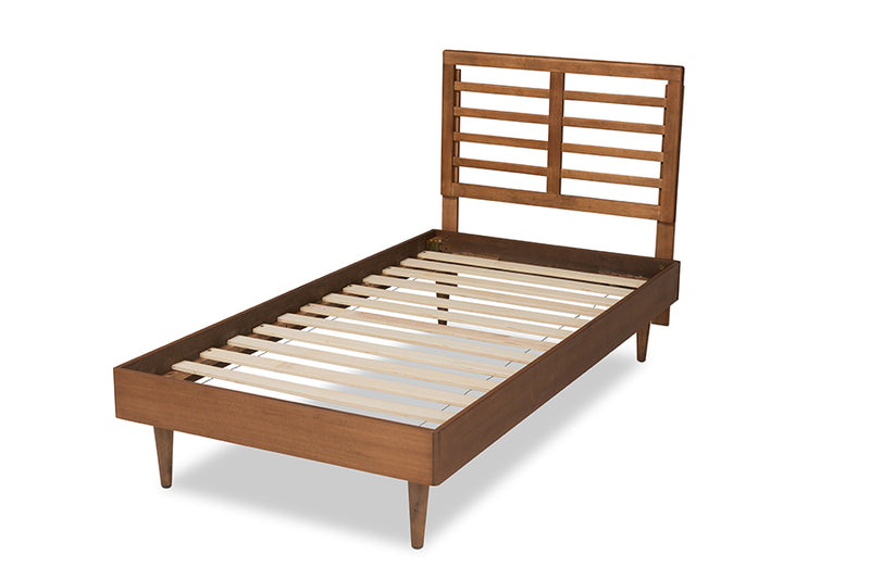 Terina Mid-Century Modern Walnut Brown Finished Wood Twin Size Platform Bed