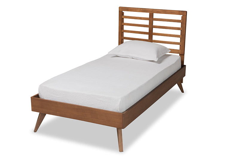 Graca Walnut Brown Twin Size Platform Bed Baxton