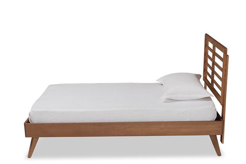 Graca Walnut Brown Twin Size Platform Bed Baxton